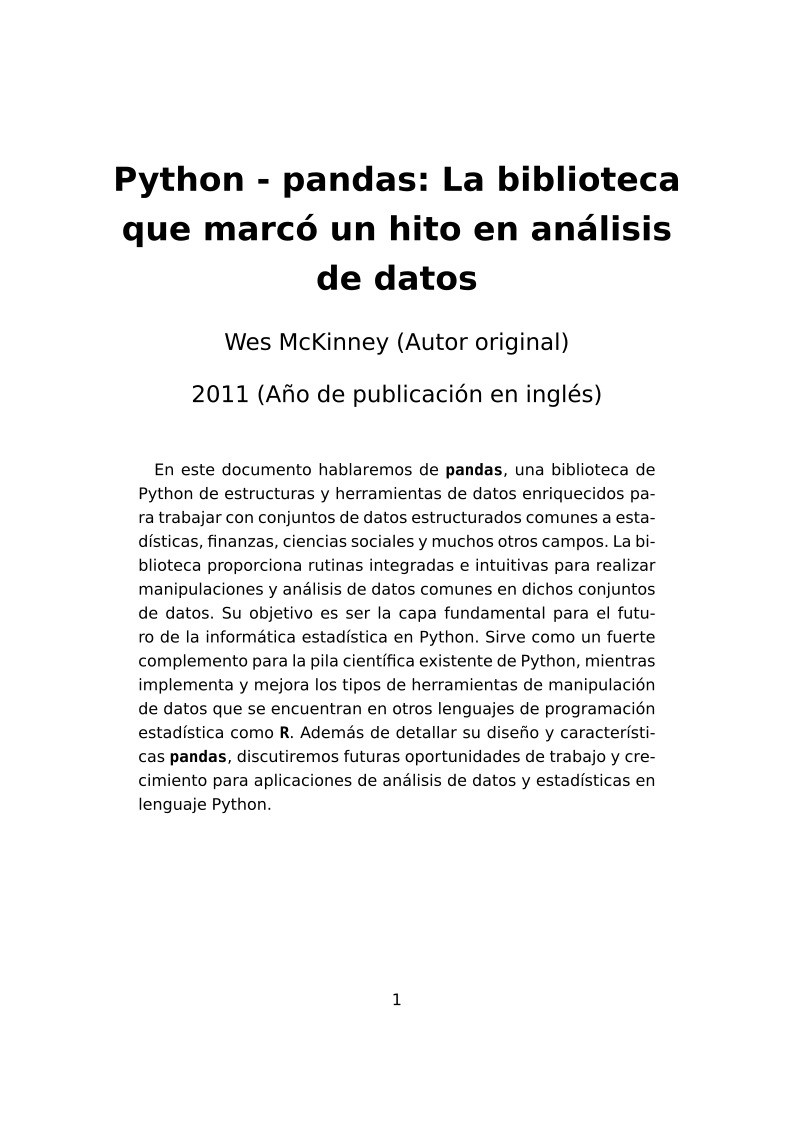 Imágen de pdf Python - pandas: La biblioteca que marcó un hito en análisis de datos